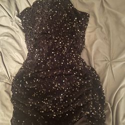 Black Sequence Dress(6M) With Matching Sandals(8)
