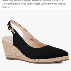 Juliet Holy Womens Wedge Sandals Espadrilles Closed Toe Slingback Buckle Strap Comfortable Casual Summer Wedges Shoes $25 size 8 and 10