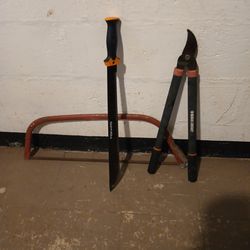 Garden tools - machete, loppers, bow saw $20
