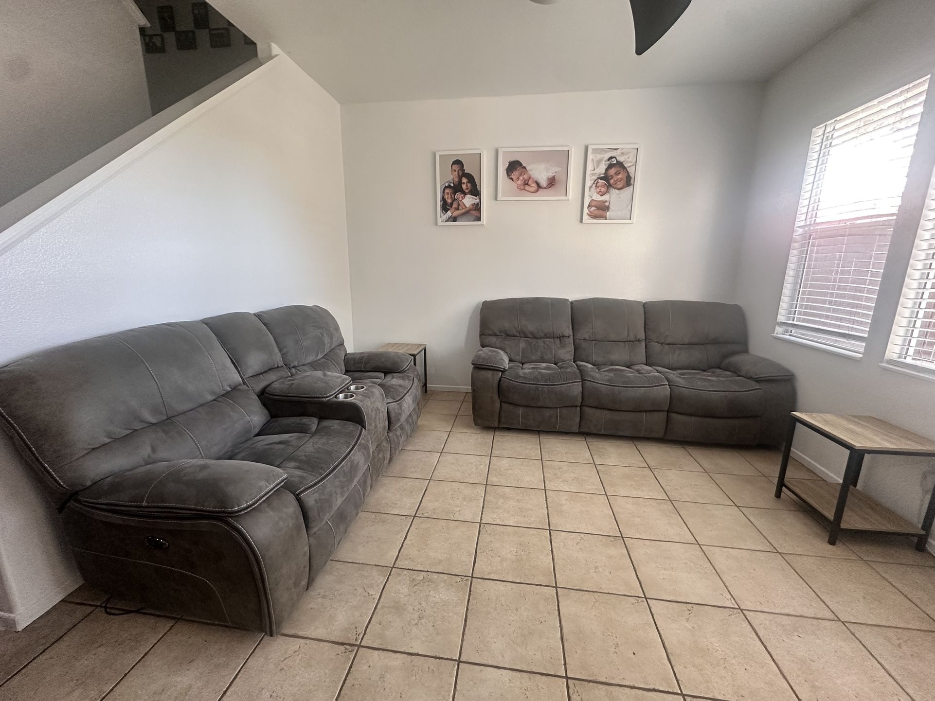 Matching Grey Recliner Couches (Set of 2)