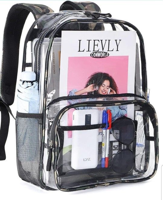 New Clear Backpack, Heavy Duty Transparent Bookbag, See Through PVC Bag for beach and Work Or School