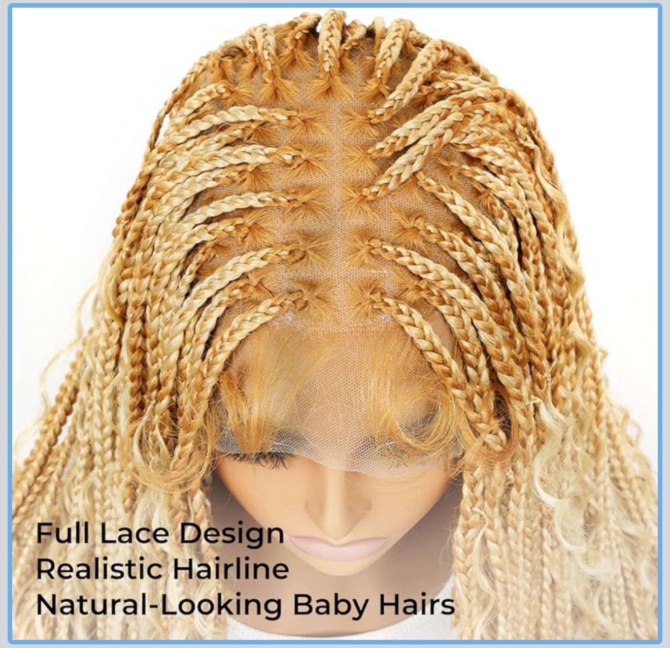 36" Full Lace Boho Box Braided Wig – Ombre Blonde, Knotless, Baby Hair