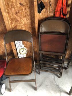 4 Metal Wood Folding Chairs By CLARIN made In 1928 