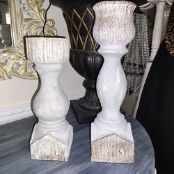 Rustic Wood Candle Holders Set, 12" And 15" ,PICK UP IN EAST ORLANDO!!