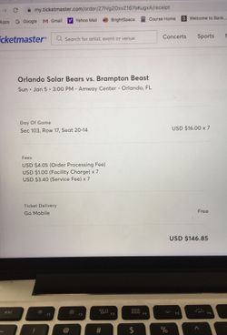 TWO SOLAR BEARS TICKETS FOR TODAY! $40