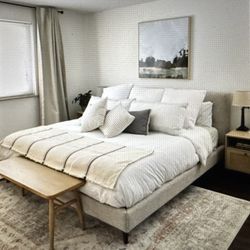 🛏️  ARTICLE Sven TUFTED Birch Ivory King BED FRAME - SALE ~25% Off