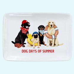 "Dog Days of Summer" Serving Tray & Platter Featuring a Labrador, Pug, Dachshund