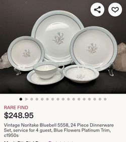 Noritake 5558 Blue bell China 1(contact info removed) 35 pieces