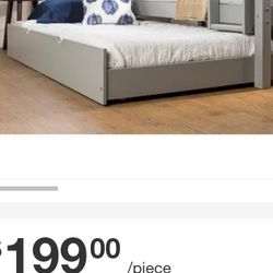 Grey Twin Solid Wood Trundle New In A Box 