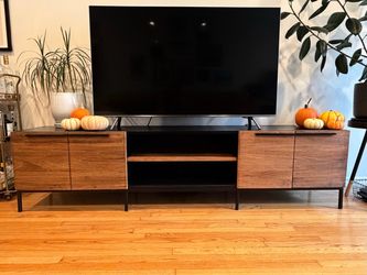 Crate & Barrel Rigby Natural 80.5" Large Media Console with Base