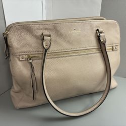 Kate Spade Large Leather Tote Muted Pink SO Many Pockets Laptop Purse Handbag