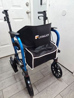 FlyingJoy 2-in-1 Lightweight Rollator Walker and transport chair