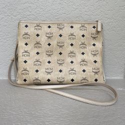 MCM Visetos Monogram Beige Crossbody Pouch