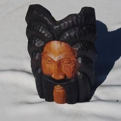 Vintage Wooden Hand Carved Rastafarian Mask