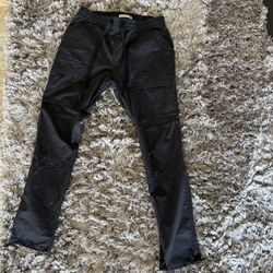 Black Nylon Slim Cargos