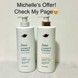 Dove Coconut & Hydration Shampoo& Conditioner 18 Oz Set