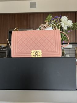 Chanel Caviar Medium Boy Bag Pink Brand New