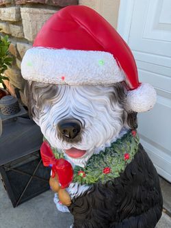 Christmas Dog Statue with LED Lights
