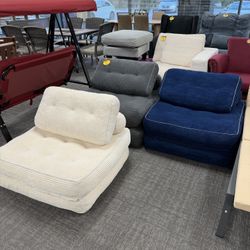 Folding Chair Bed🔥Blue/Gray Convertible Futon Sofa for Adults, Floor Lounge Chair for Living Room, Small Sofa Bed for Compact Spaces.  💰60$