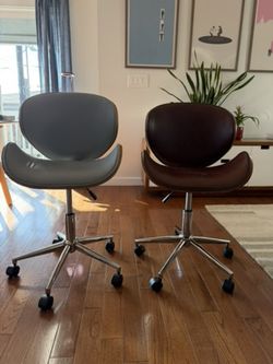 Faux Leather Office Chairs with Chrome Base (2) - Judkins Park
