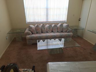 Living room sofa and tables