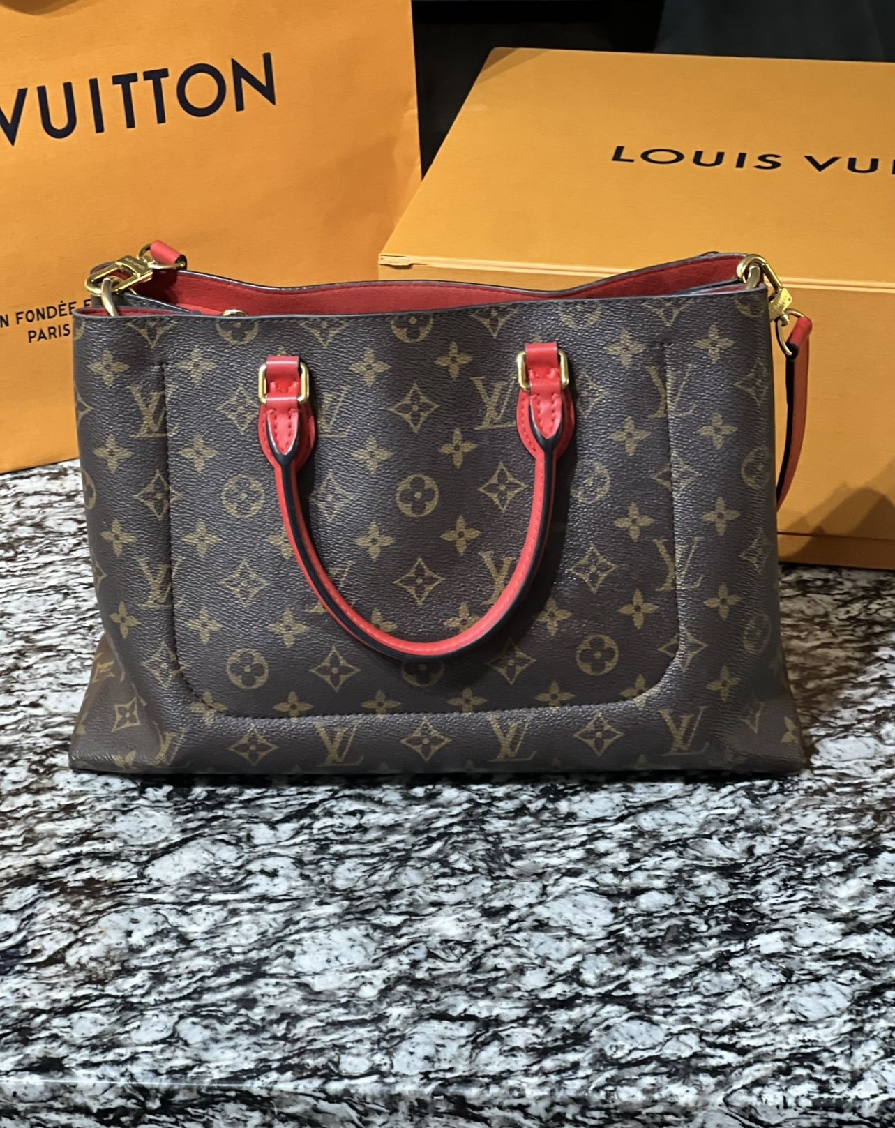 Louis Vuitton, Bags, Nwot Louis Vuitton Red Canvas Tote Bag
