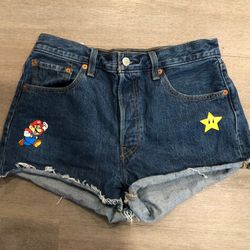 Super Mario Levi’s 501 Womens Jean Shorts Size 29 Waist Denim High Rise Used