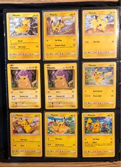 Pokemon TCG Pikachu 9 Card Lot Unified Minds Evolutions Hidden Fates Sun Moon