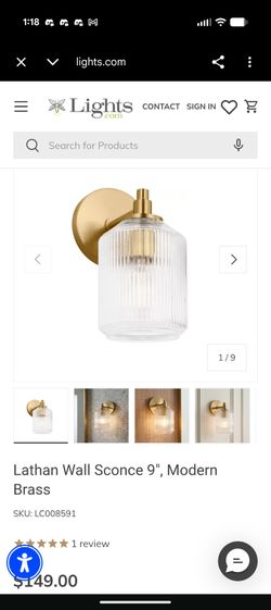 9" Modern Brass Outdoor Light