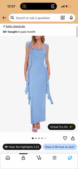 Blue Ruffle Sleeveless Maxi Dress