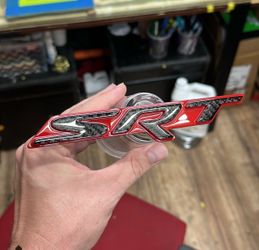 Carbon fiber SRT emblem red