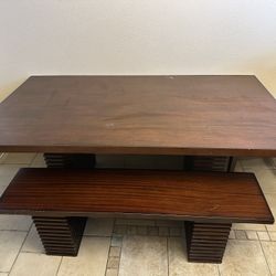 Solid Wood Dining Table And Bench