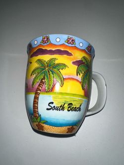 South Beach Tropical Palm Tree Ceramic Coffee Mug