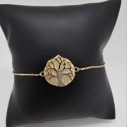 Gold Plated Tree Of Life Bolo Bracelet.