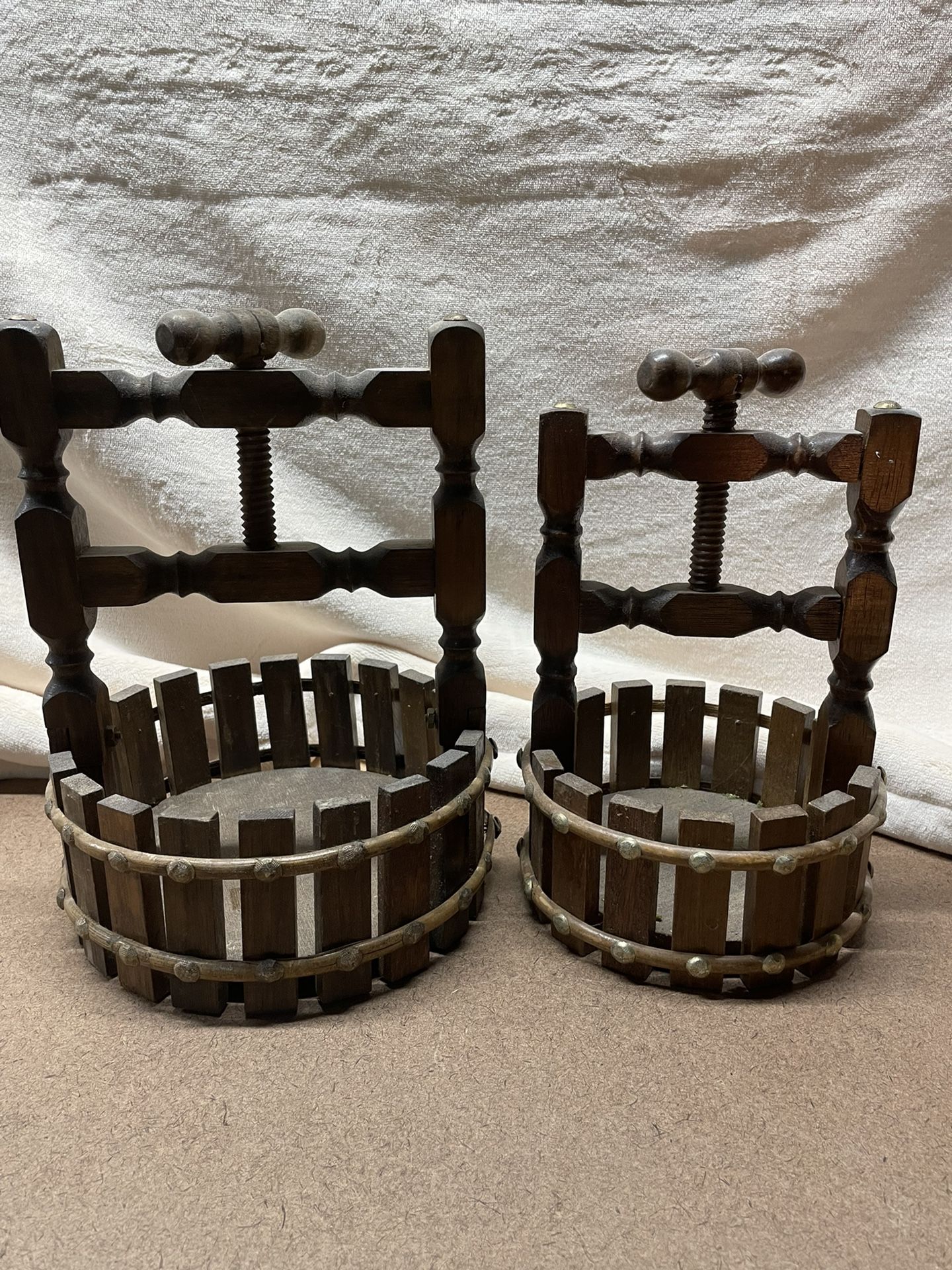Vintage Walnut Cracker Planter Baskets