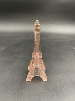 Vintage Pink Depression Glass Eiffel Tower Figurine