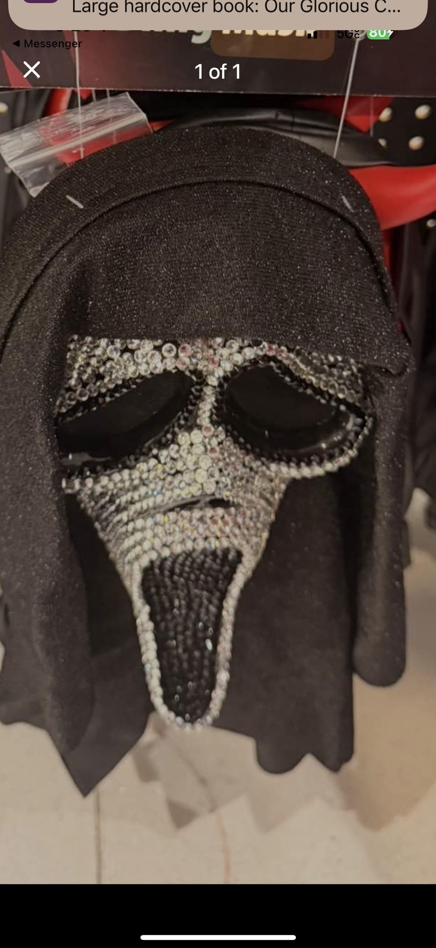 brand new scream costume with diamond face mask and cape