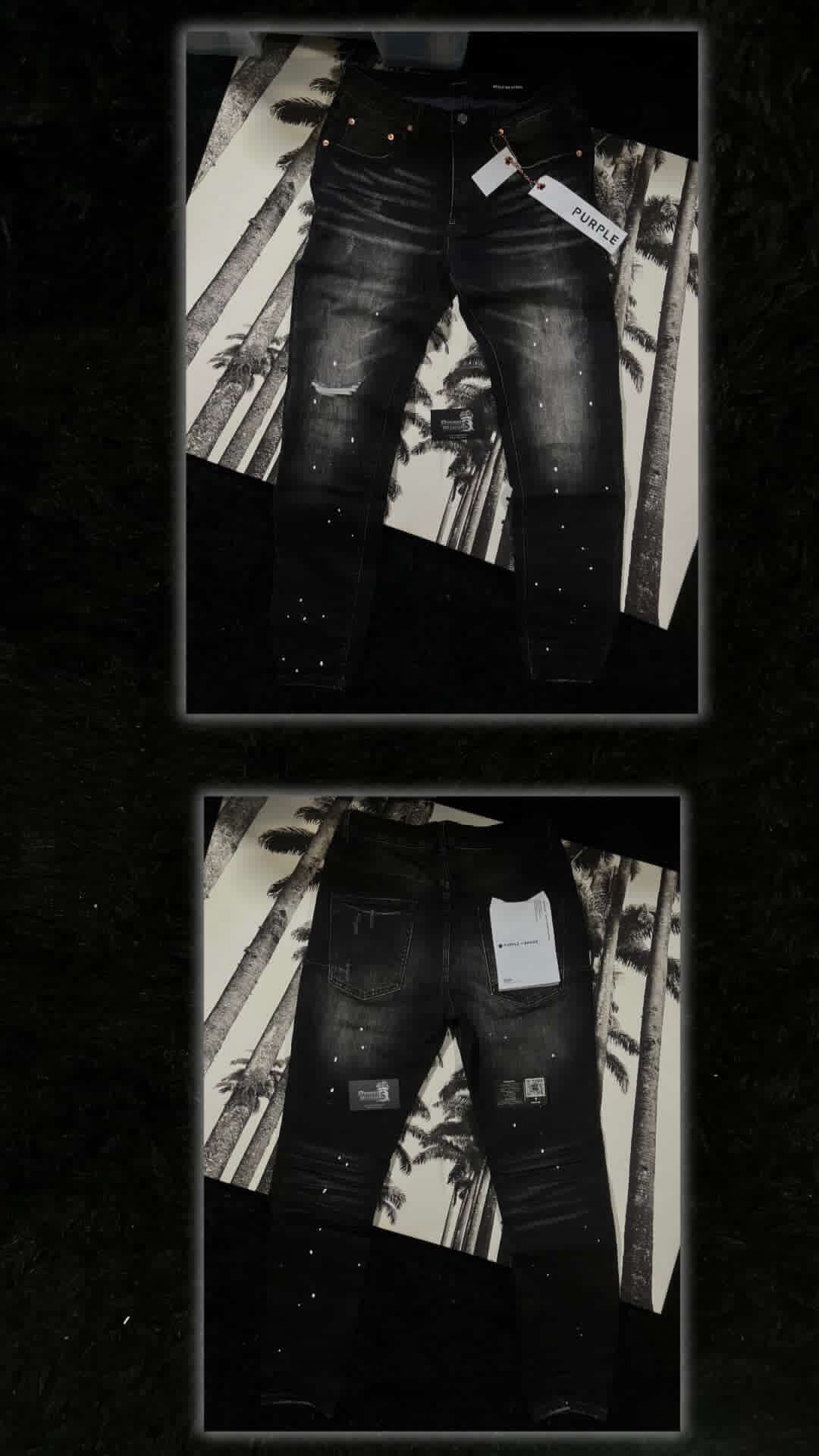 Black Purple Jeans With Paint All Sizes Available