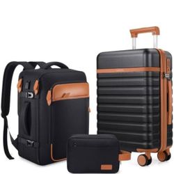 UKEIN Luggage Sets 3 Piece, Carry On Luggage 20 Inch With Spinner Wheels,PC Hardside Suitcase Set with TSA Lock,Durable Carry On Suitcase With Travel 