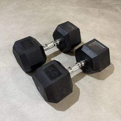 50 LB Rubber Hex Dumbbells