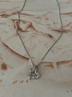 MD Silver Tone Crystal Heart Pendant Necklace Adjustable Chain