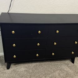 Black And Gold 6 Draw Dresser