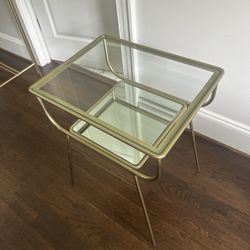 Gold Metal End Table With Mirrored Shelf