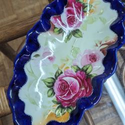 Antique Vintage Cabbage Roses Rose Dish Bowl Home Decor 