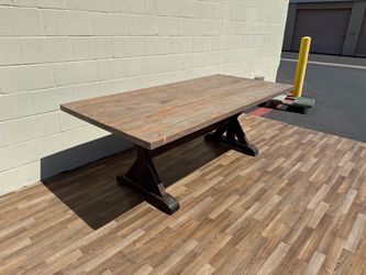 Vintage Rustic Solid Wood Trestle Dining Table | Farmhouse Refectory Table | 84”