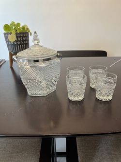Vintage Highball Glass Set & Ice Bucket