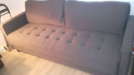Gray Tufted Fabric Sofa