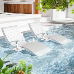 in Pool Lounge Chairs Aluminum, Fade Resistant Patio Chaise Set of 2 Sun Tanning Lounge Chair with Tray & Towel Ledge Lounger Outdoor for Backyard Poo