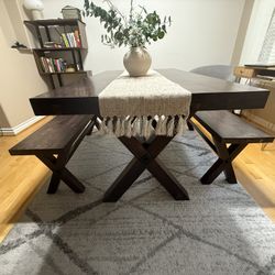 Wooden Dining Table With benches