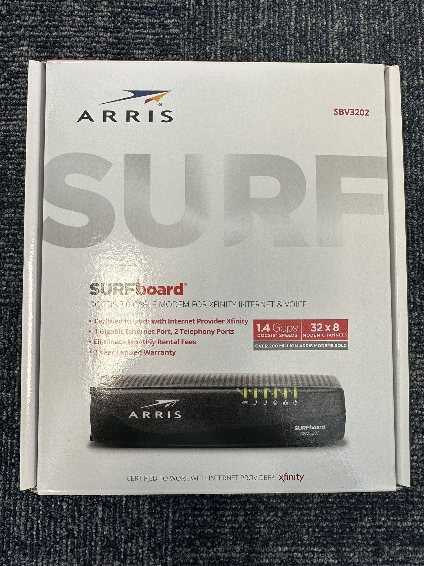 Arris SURFboard DOCSIS 3.0 cable modem MODEL: SBV3202 (for Xfinity and Cox cable.)
